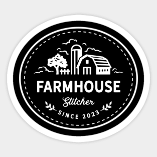 Farmhouse Stitcher - White Sticker